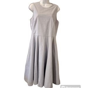 Polo Ralph Lauren blue white striped seersucker sleeveless fit and flare dress 8